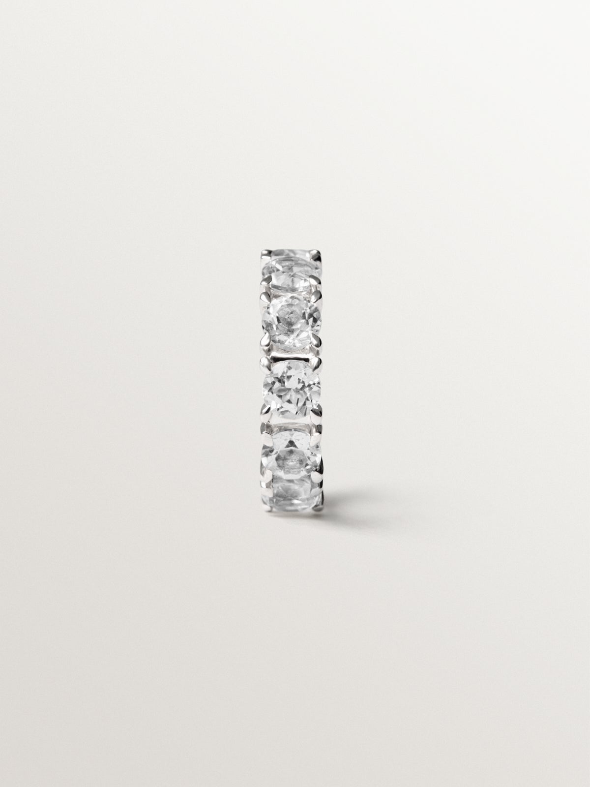 Thick 925 silver earcuff earring with white topaz
