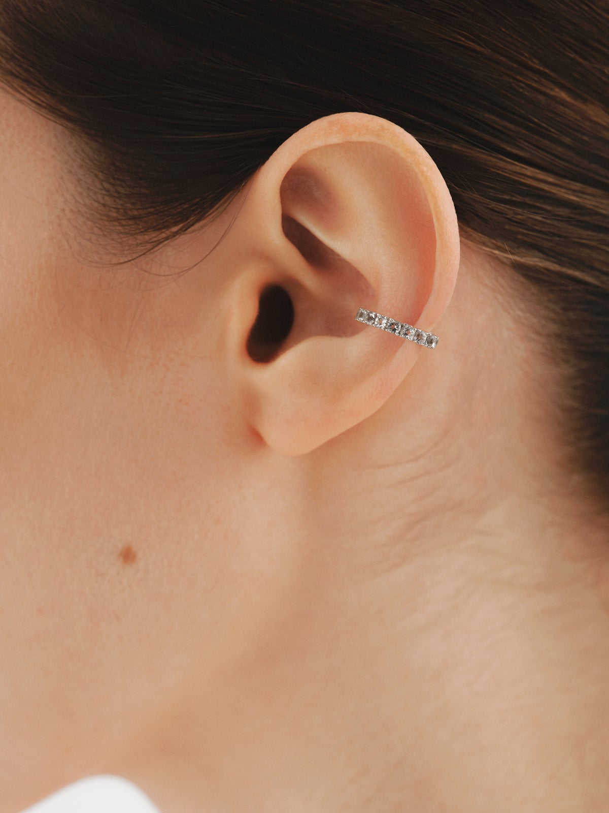 925 silver earcuff earring with white topaz