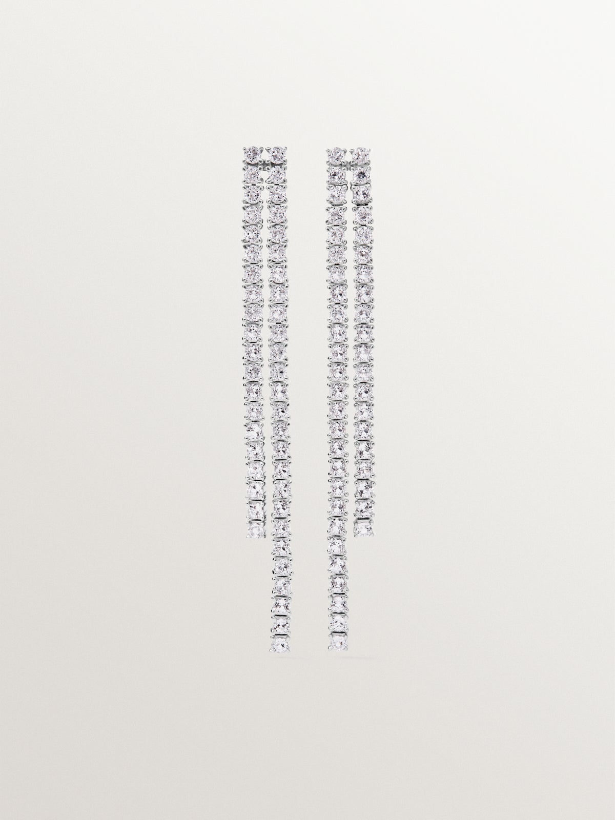 925 silver long earrings with white topaz