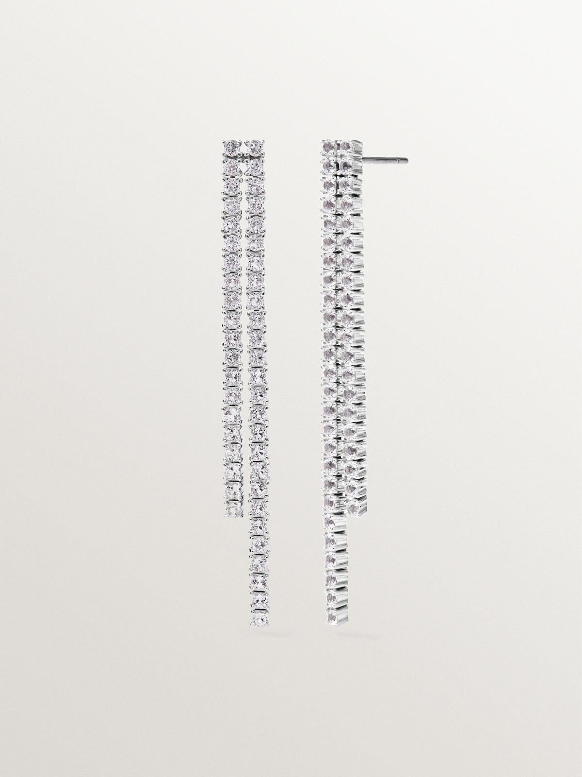 925 silver long earrings with white topaz