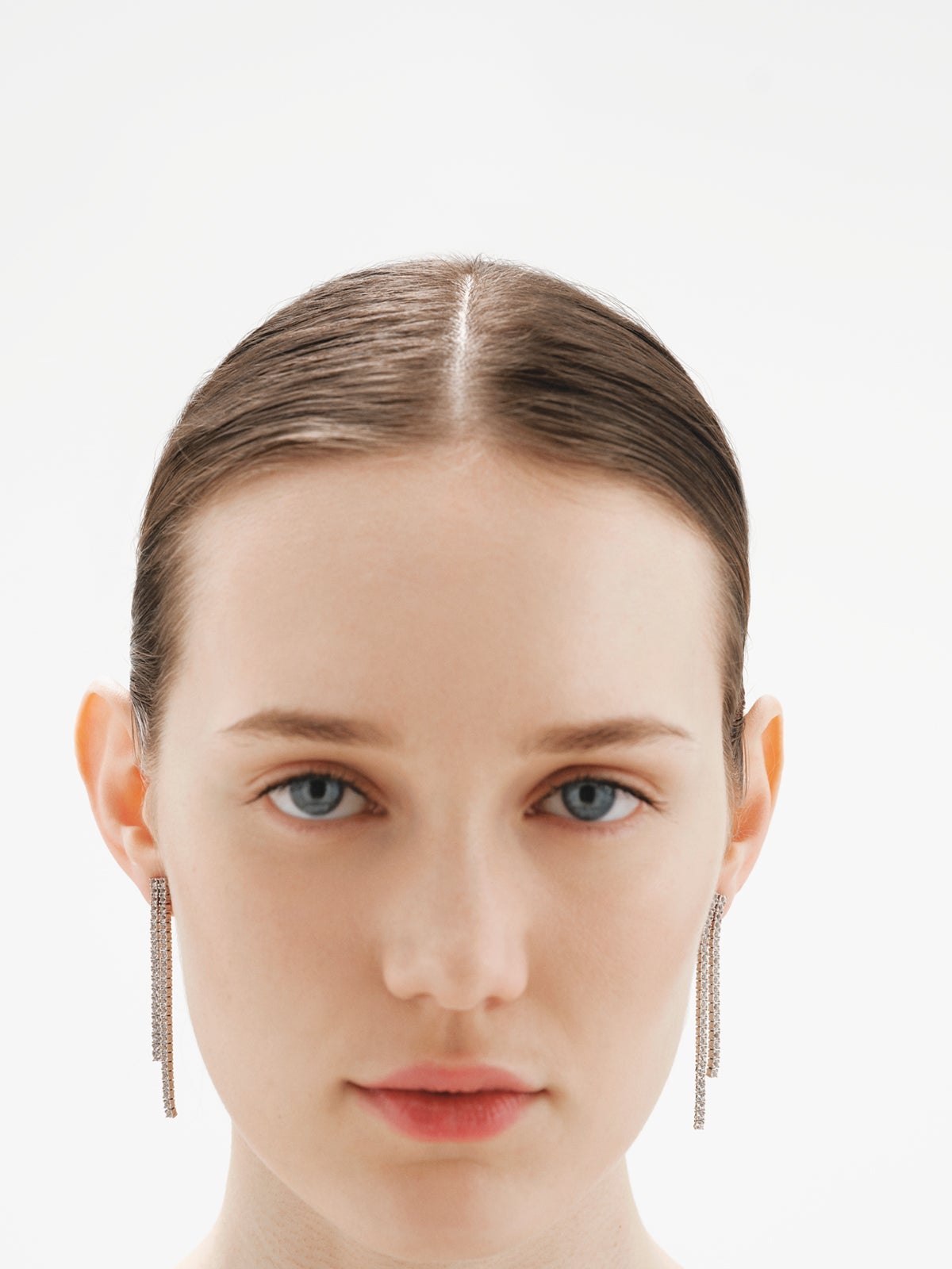 925 silver long earrings with white topaz