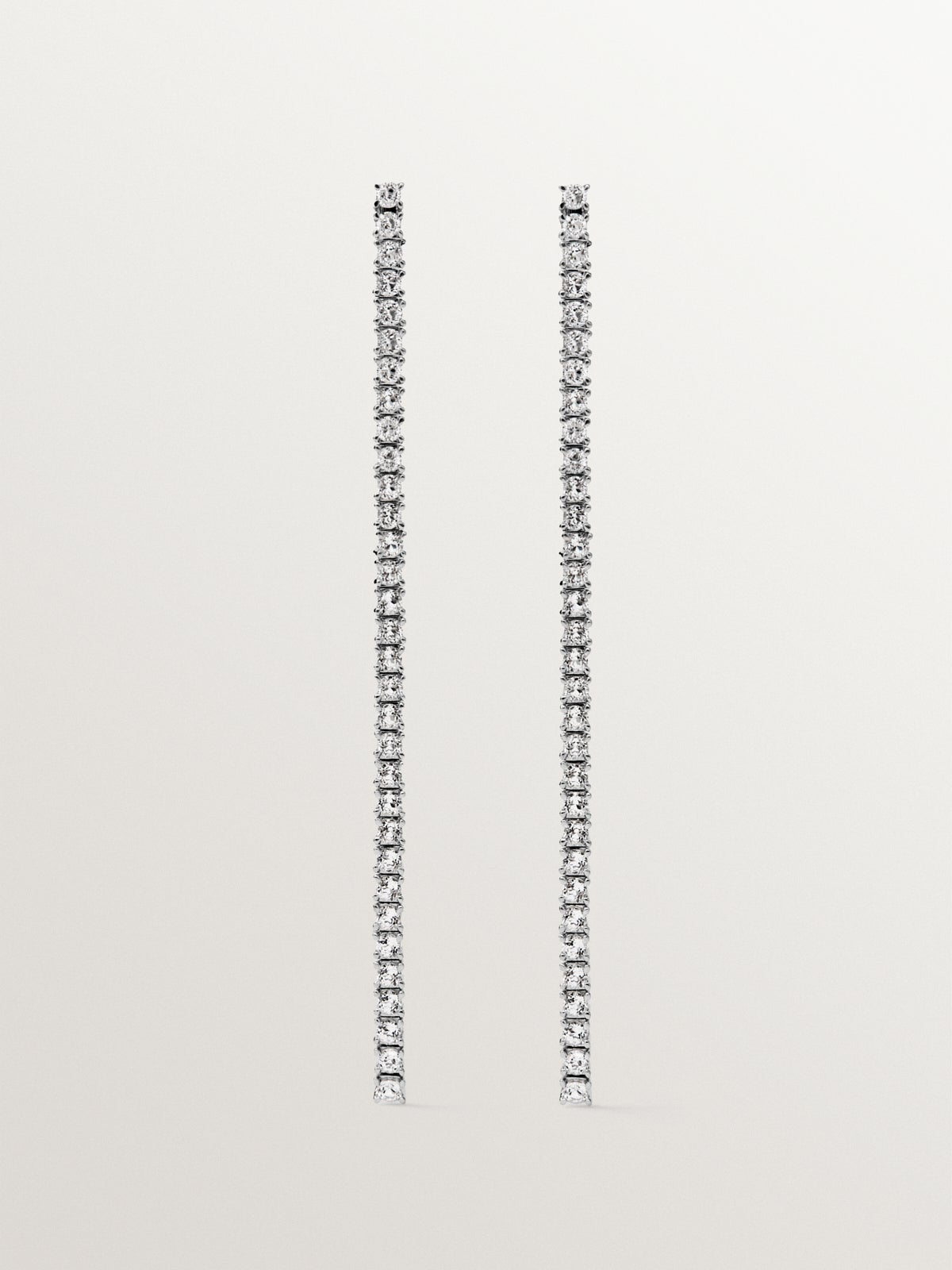 925 silver long earrings with white topaz