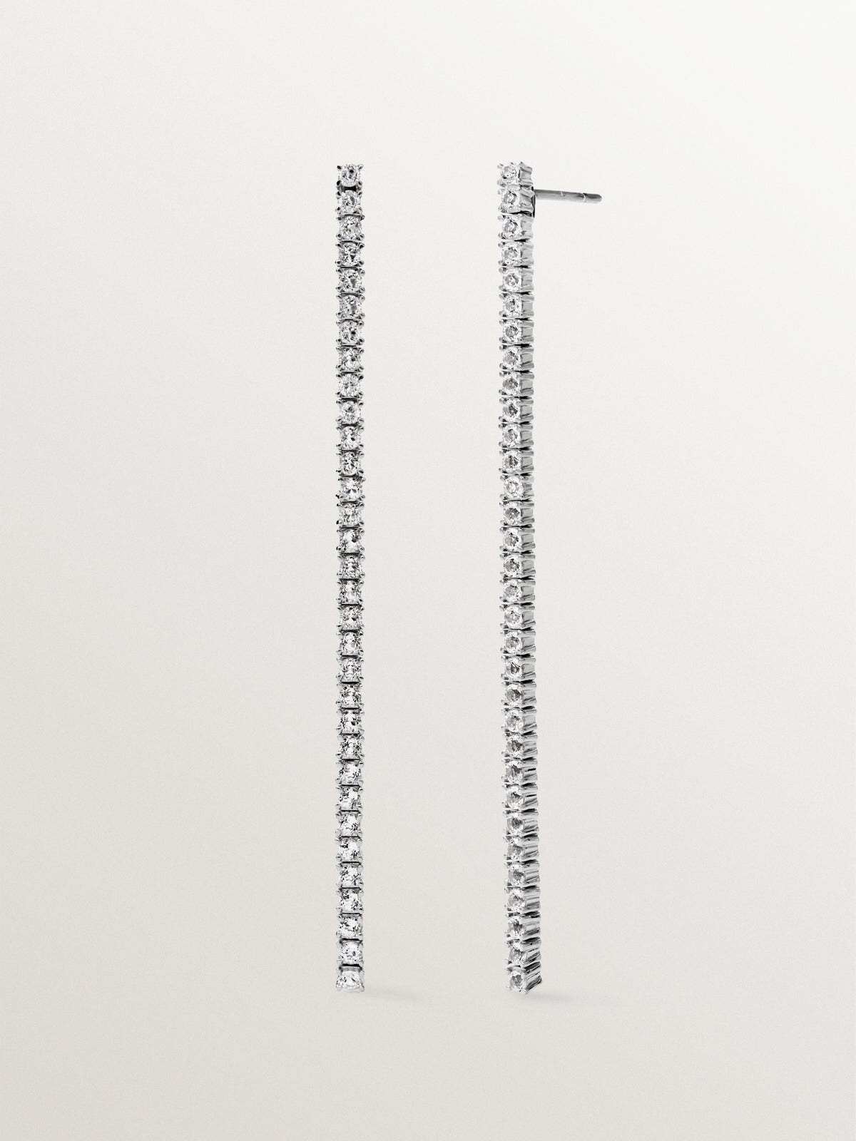 925 silver long earrings with white topaz