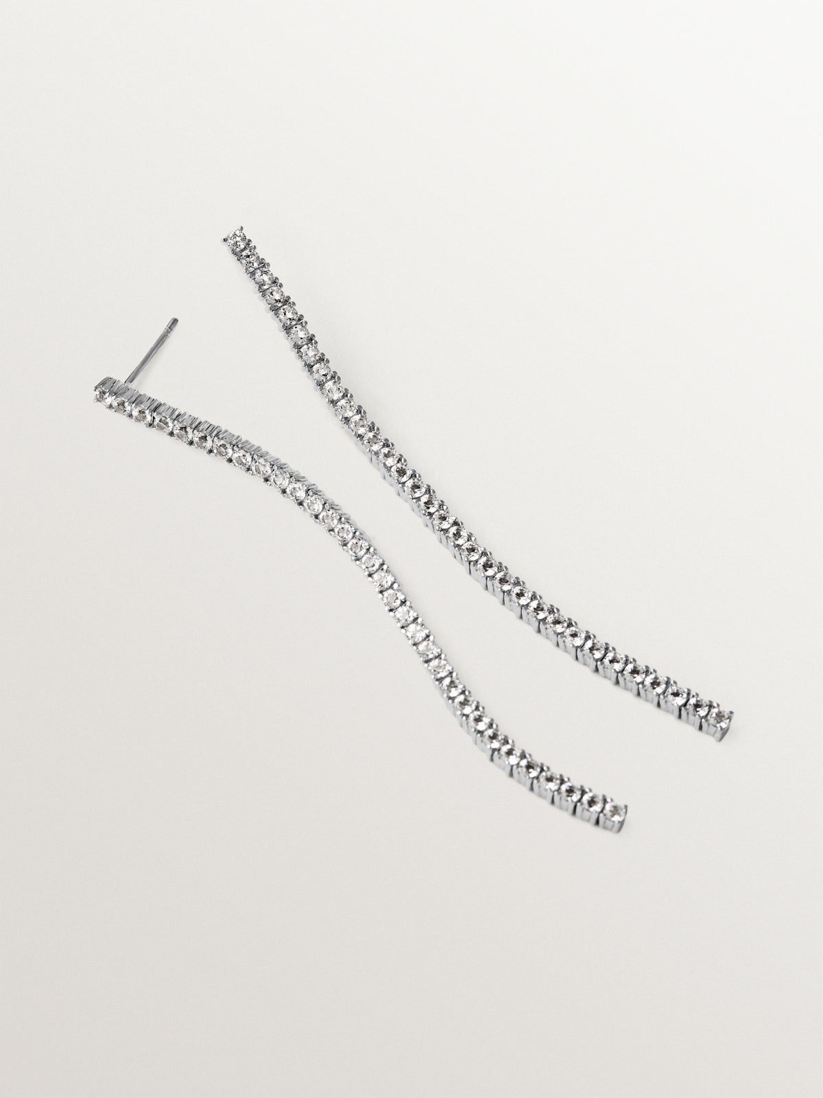 925 silver long earrings with white topaz