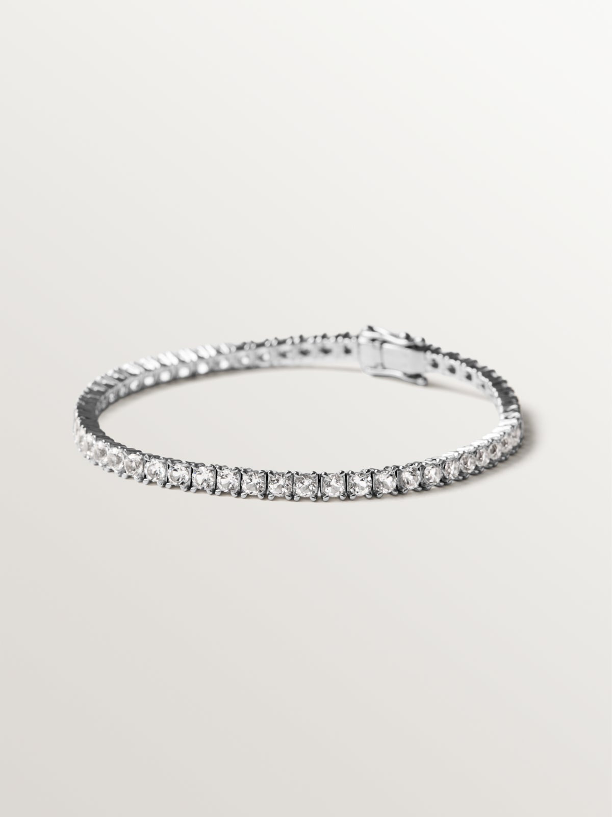 925 silver rivière bracelet with white topaz