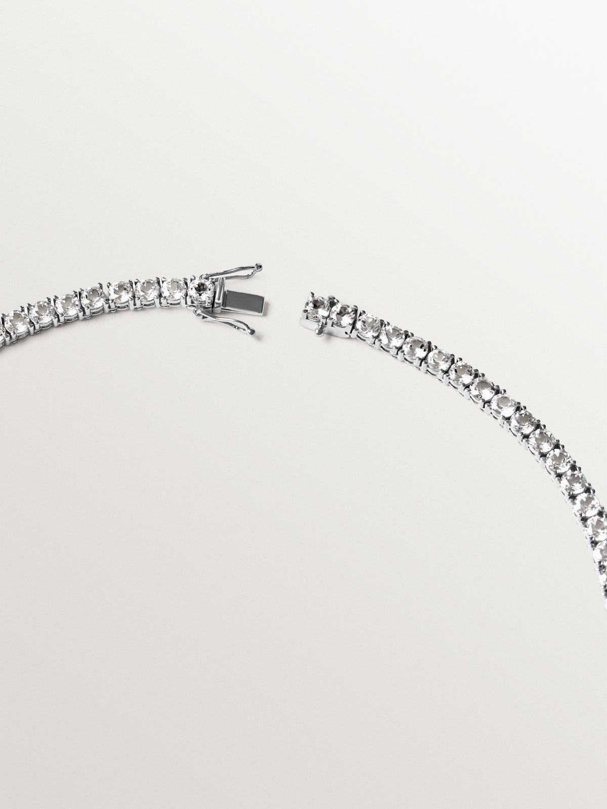 925 silver rivière necklace with white topaz