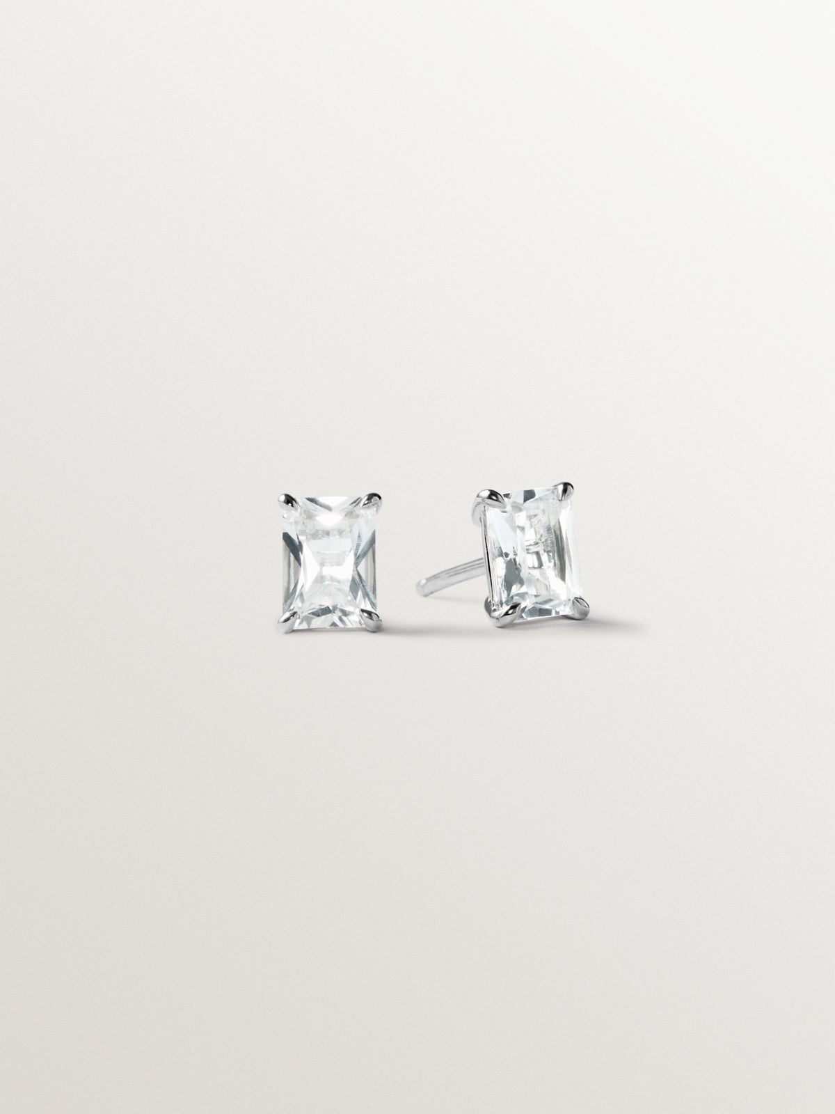 925 silver stud earrings with white quartz