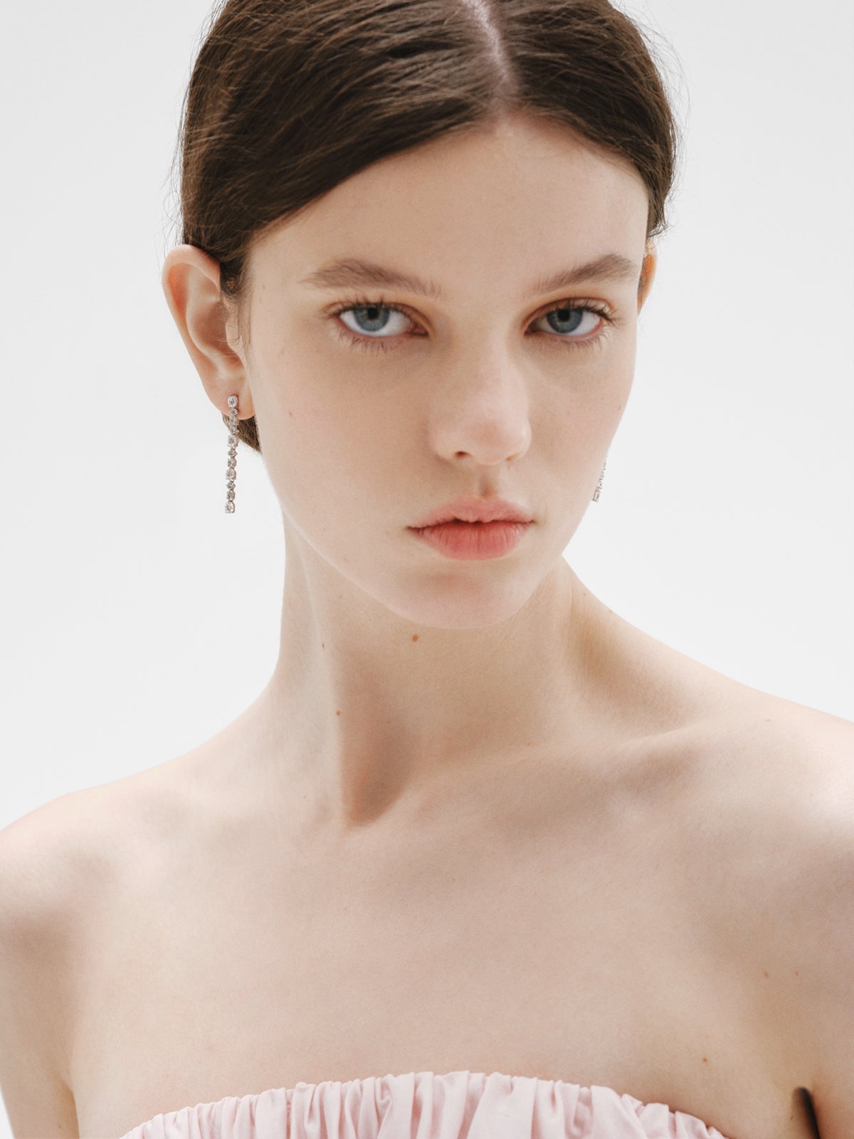 925 silver long earrings with white topaz