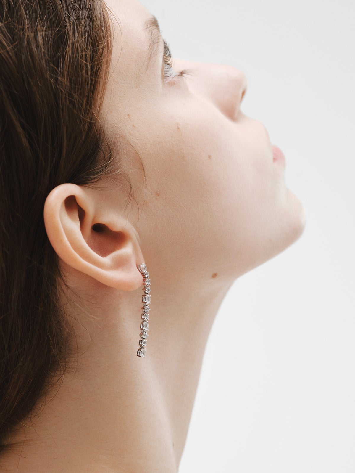 925 silver long earrings with white topaz