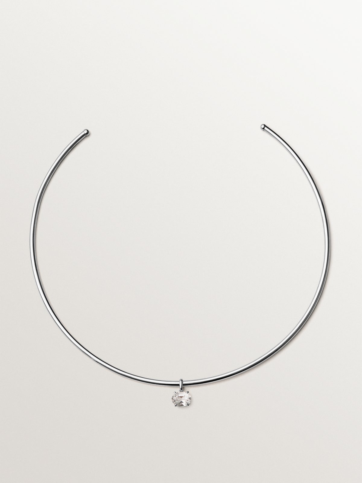 925 Silver Necklace with White Quartz