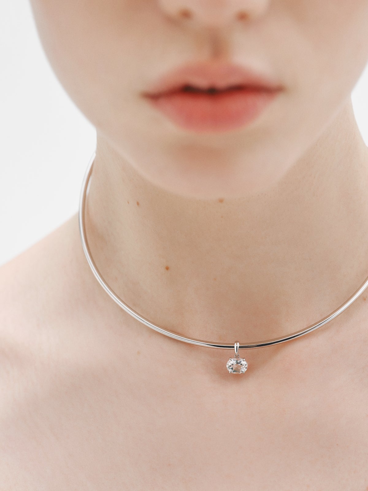925 Silver Necklace with White Quartz