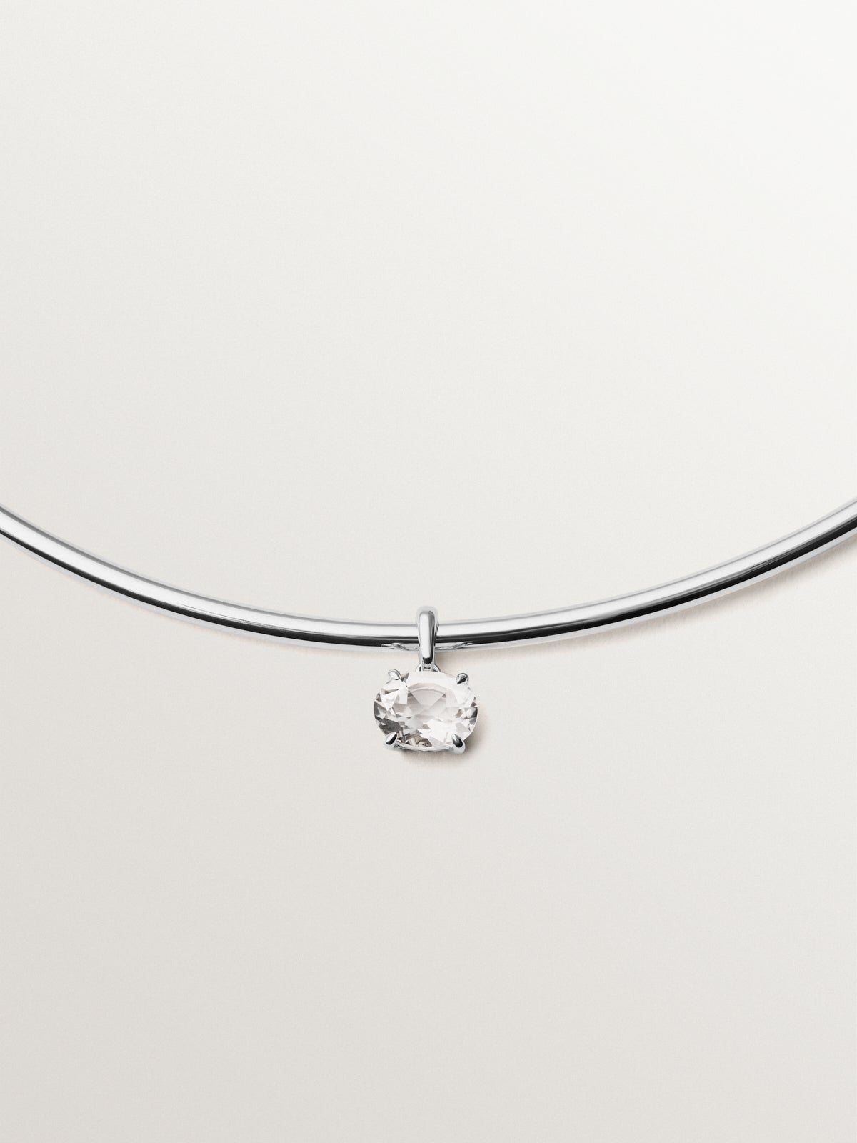 925 Silver Necklace with White Quartz