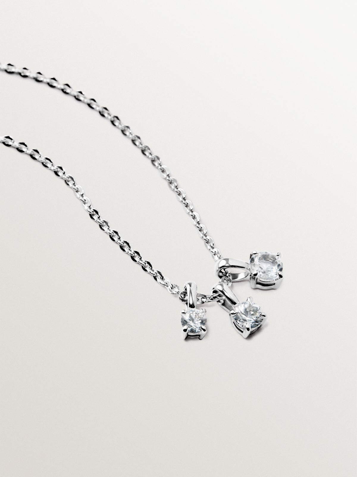 925 silver necklace with white quartz