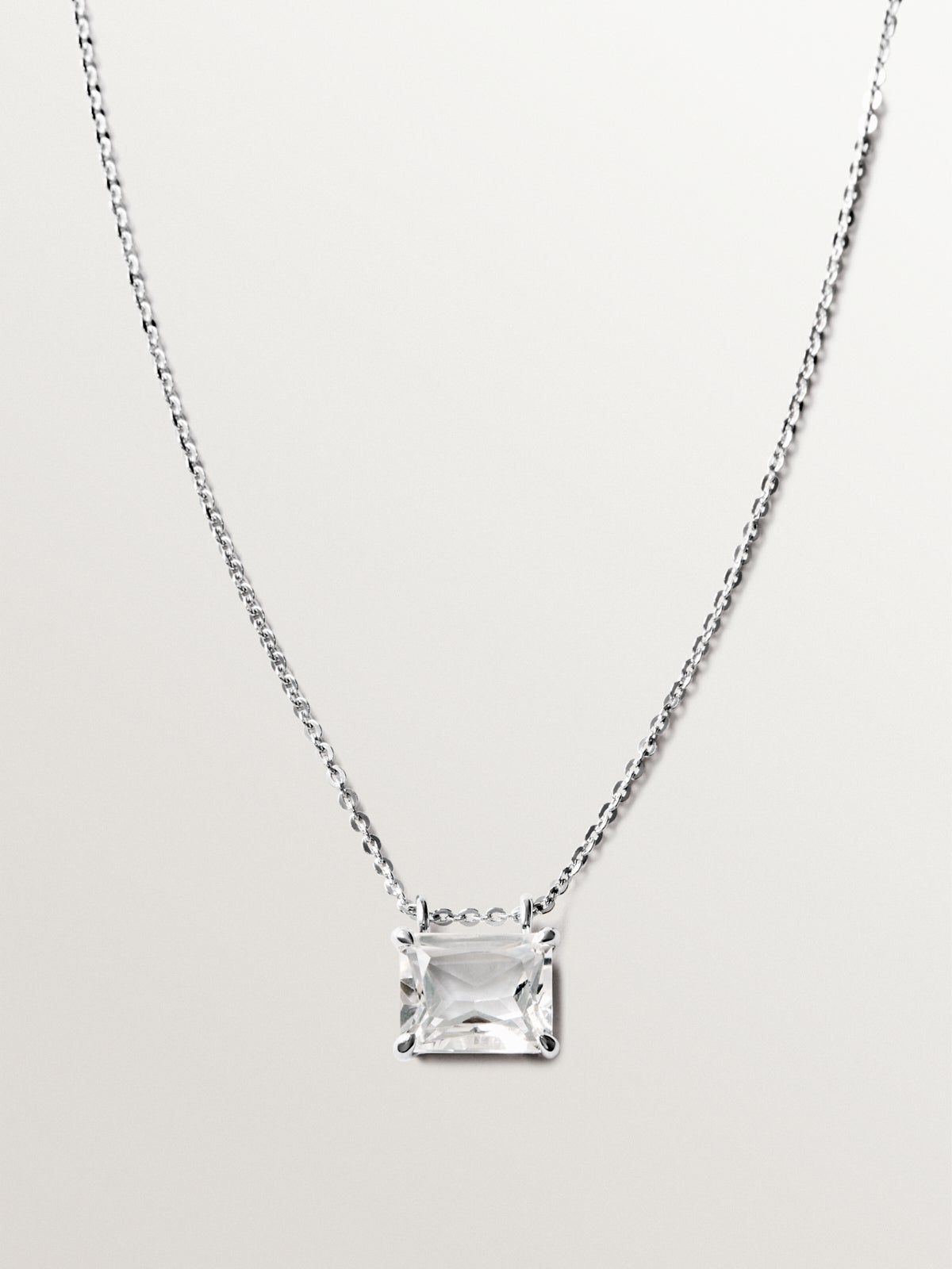 925 Silver Necklace with White Quartz
