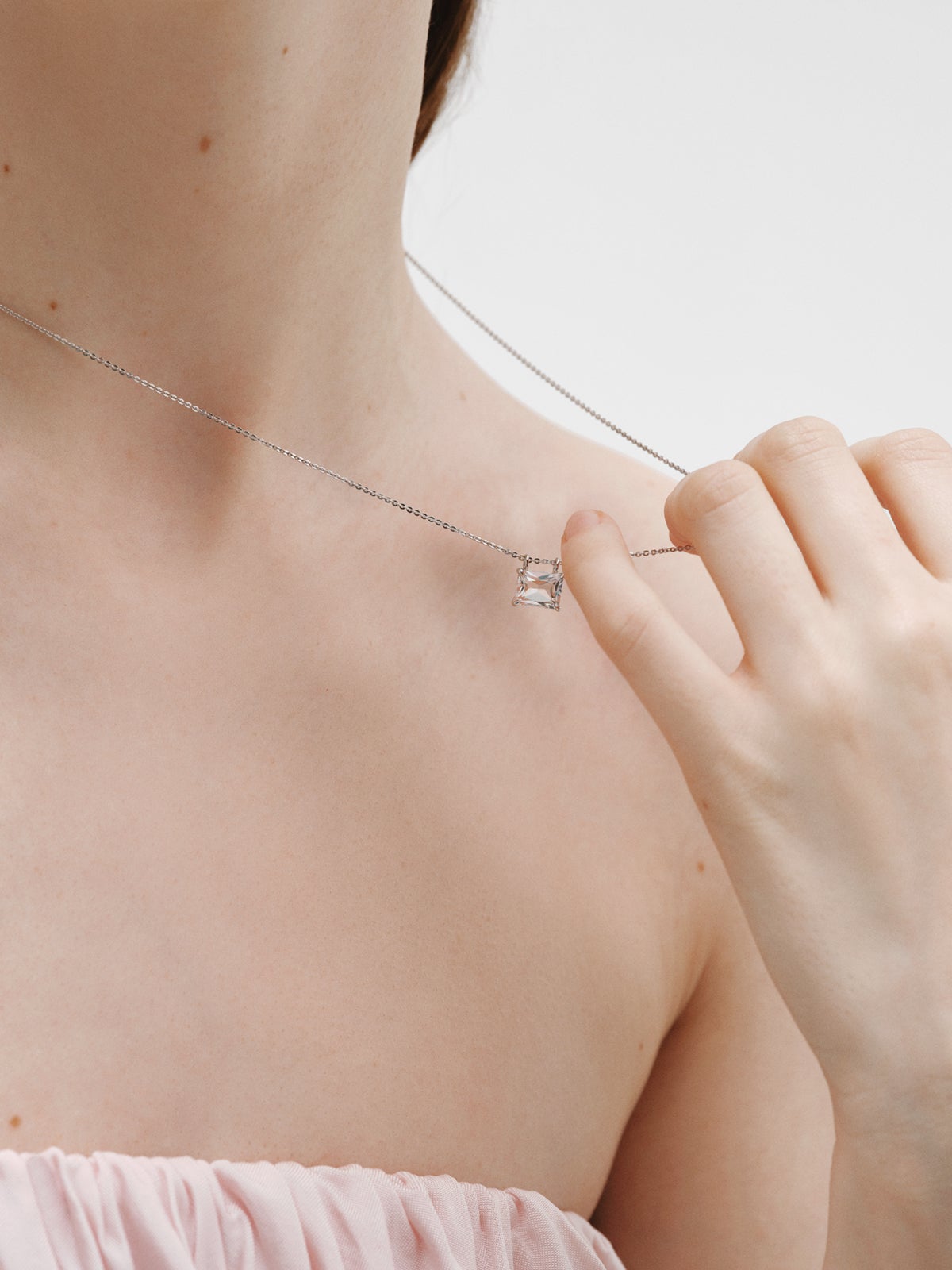 925 Silver Necklace with White Quartz