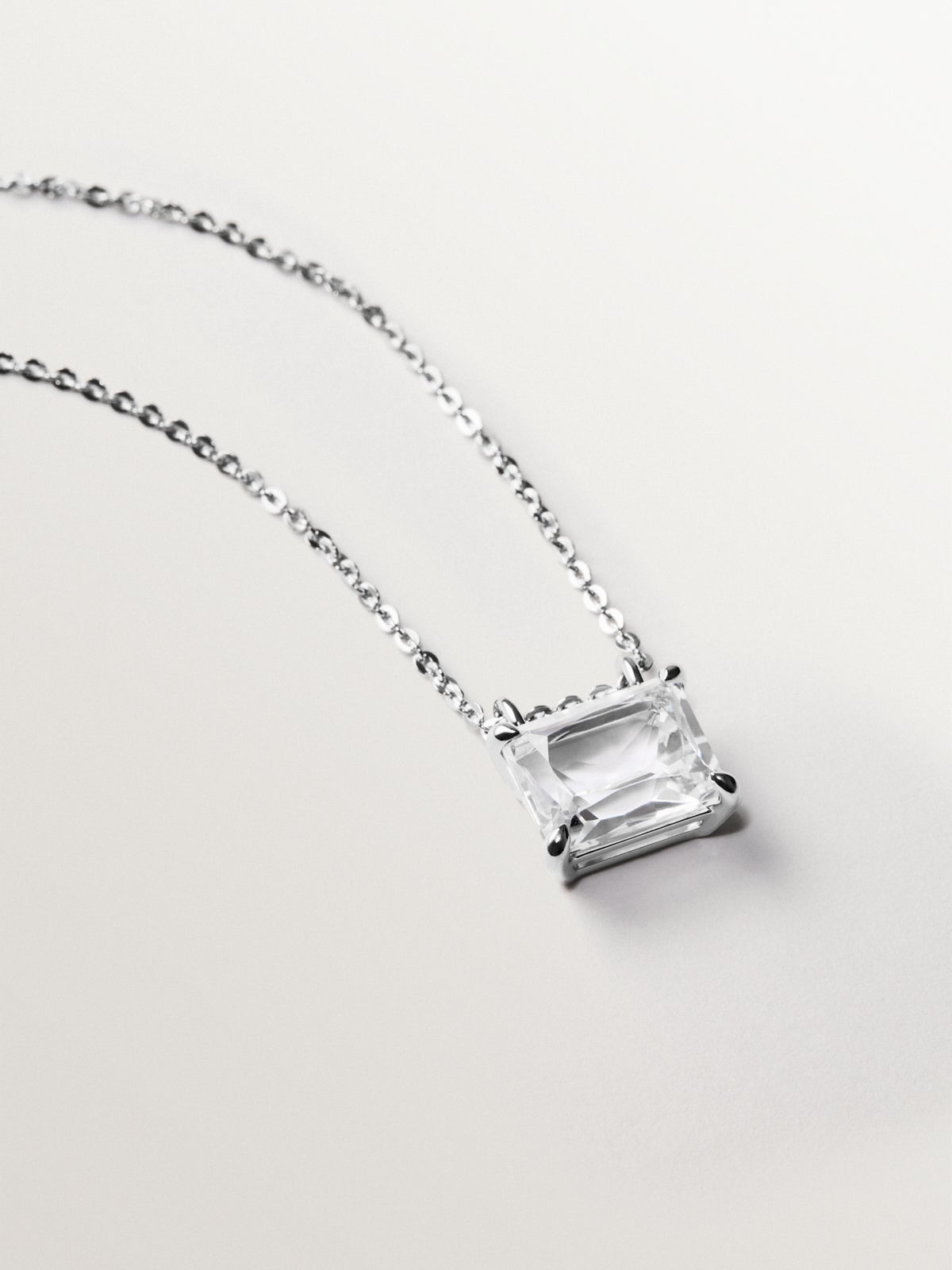 925 Silver Necklace with White Quartz