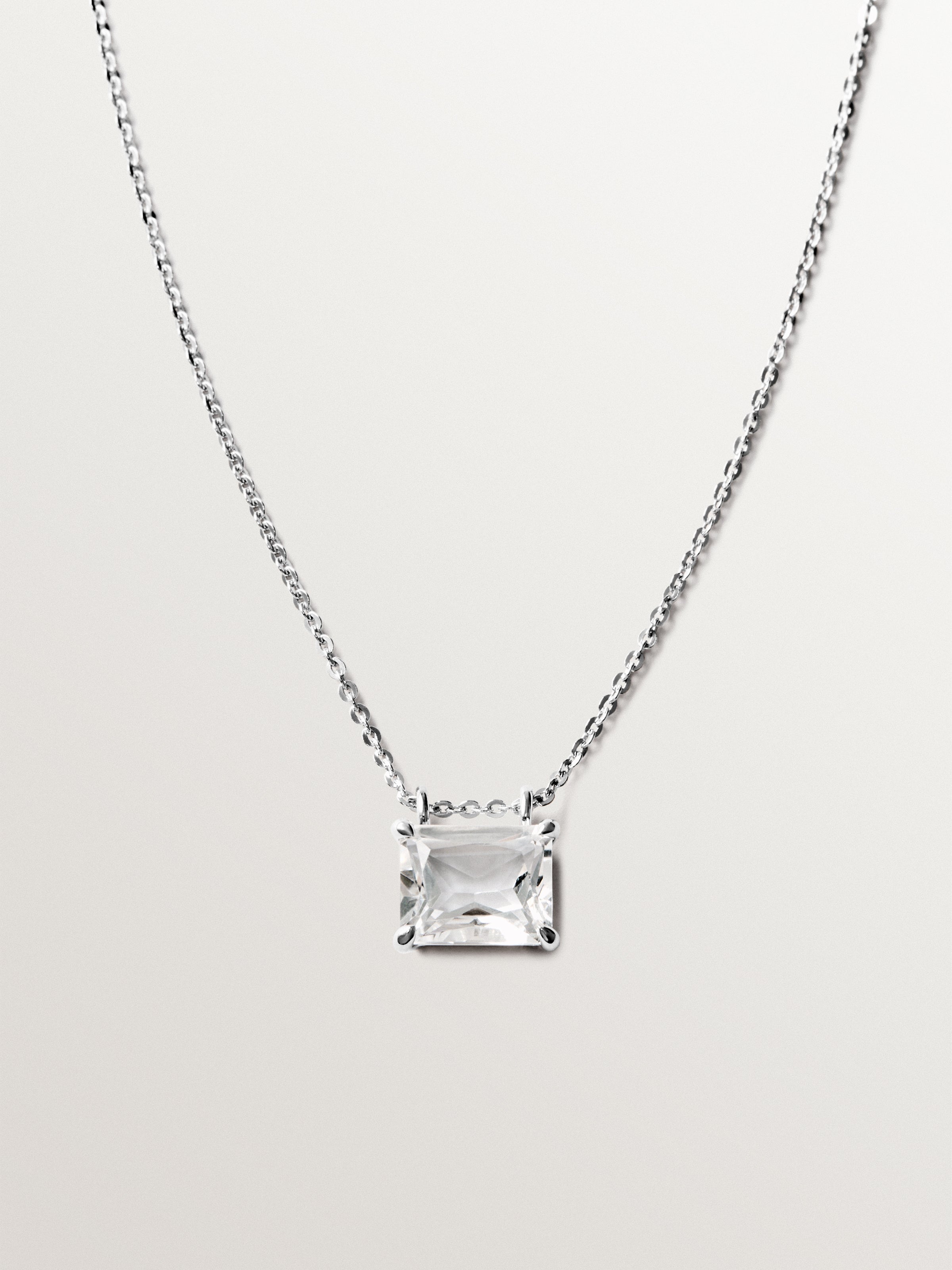 925 silver necklace with white quartz