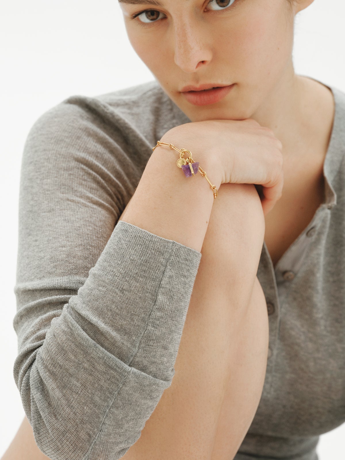 February birthstone charm with amethyst