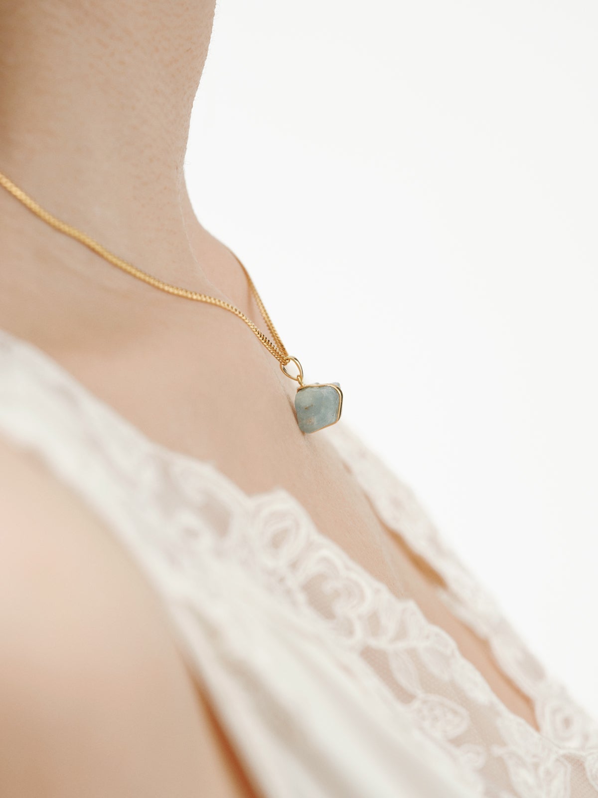 March birthstone charm with aquamarine
