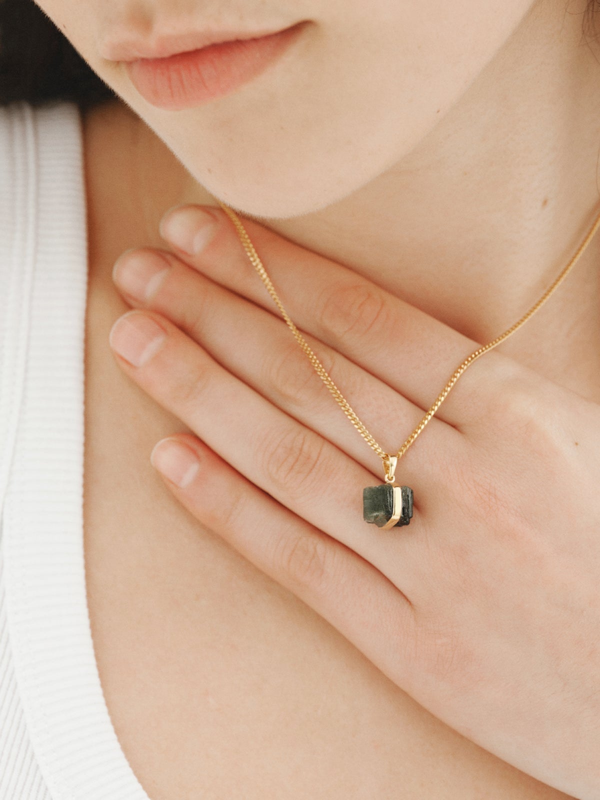 October birthstone charm with green tourmaline