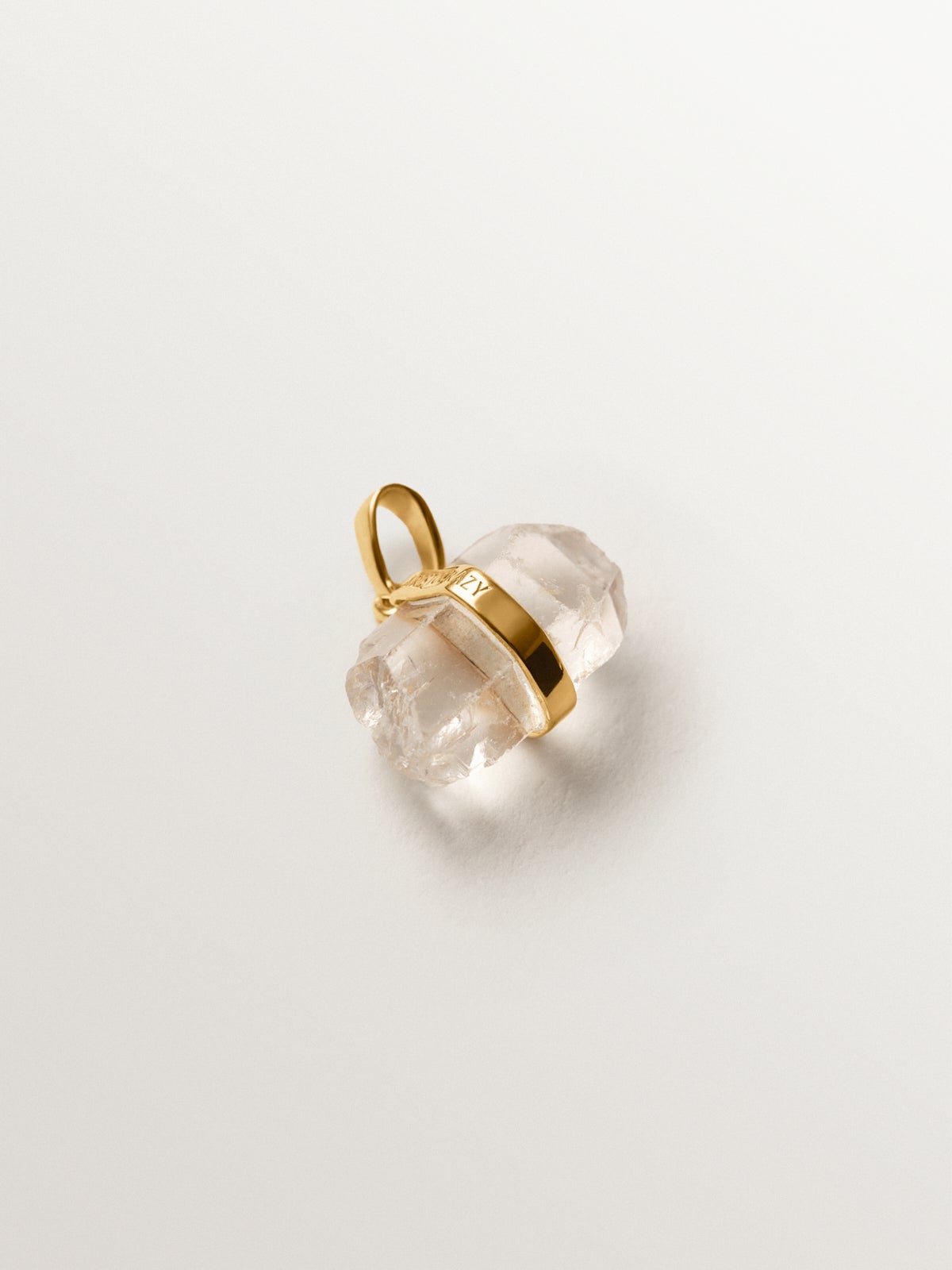 April birthstone charm with white quartz