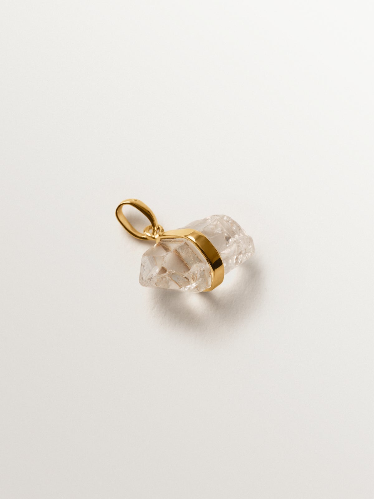 April birthstone charm with white quartz