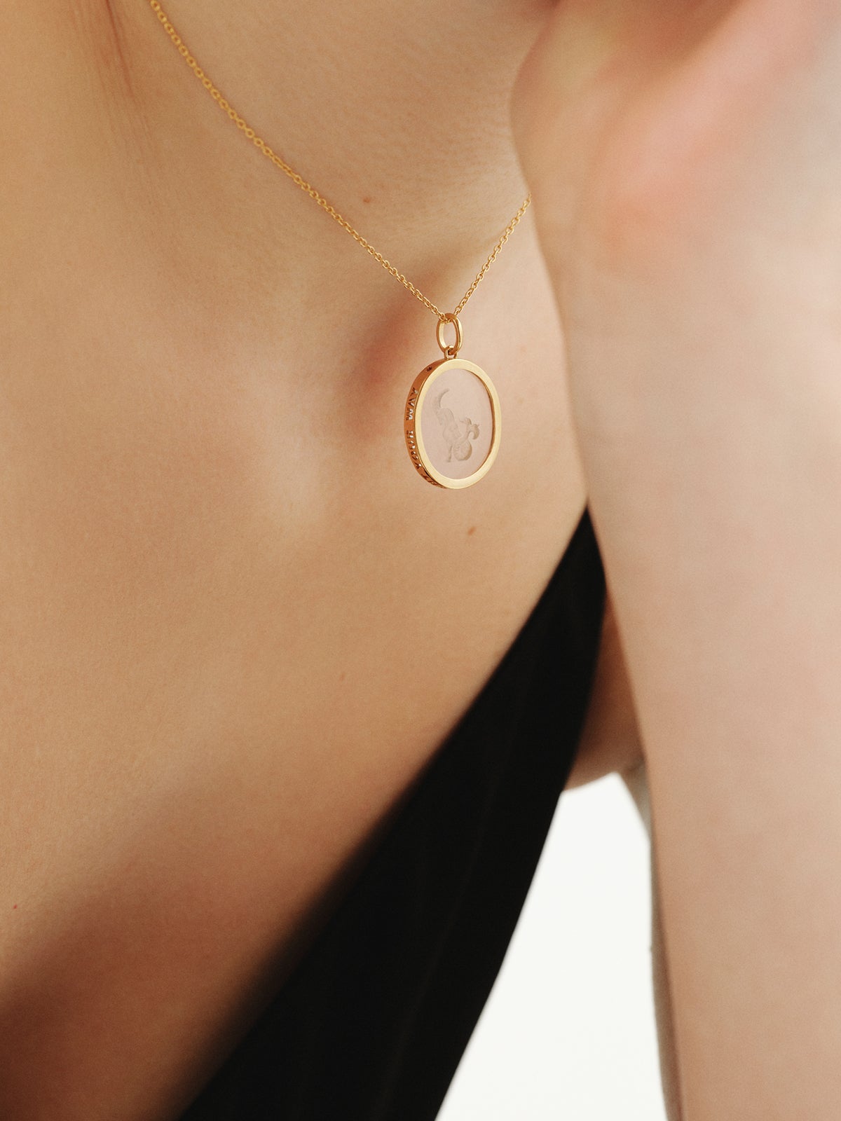Carpricorn charm in 925 silver plated in 18K yellow gold and rock crystal