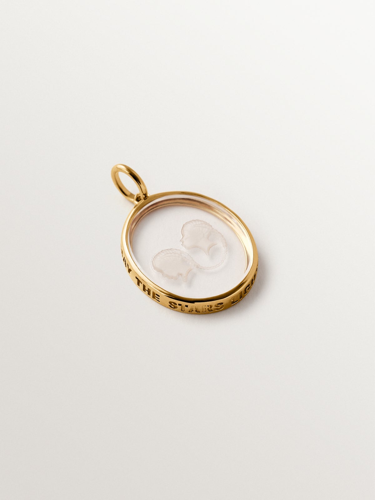 Charme Gemini en 925 plaqué argent en or jaune 18K et cristal de roche