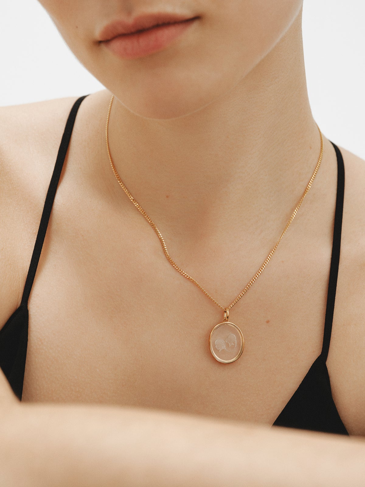 Charme Gemini en 925 plaqué argent en or jaune 18K et cristal de roche