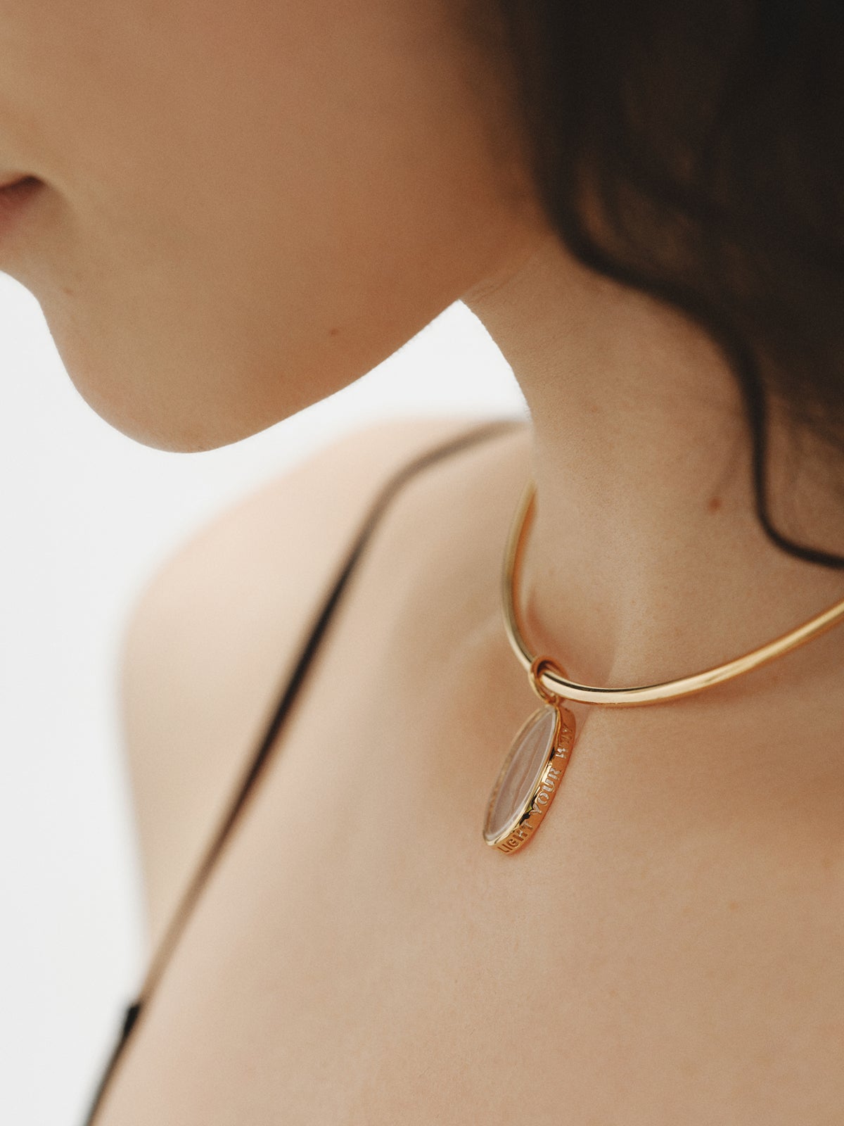 Virgo charm in 925 silver plated in 18K yellow gold and rock crystal
