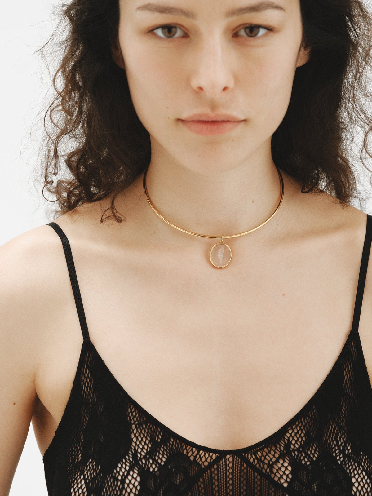 Virgo charm in 925 silver plated in 18K yellow gold and rock crystal
