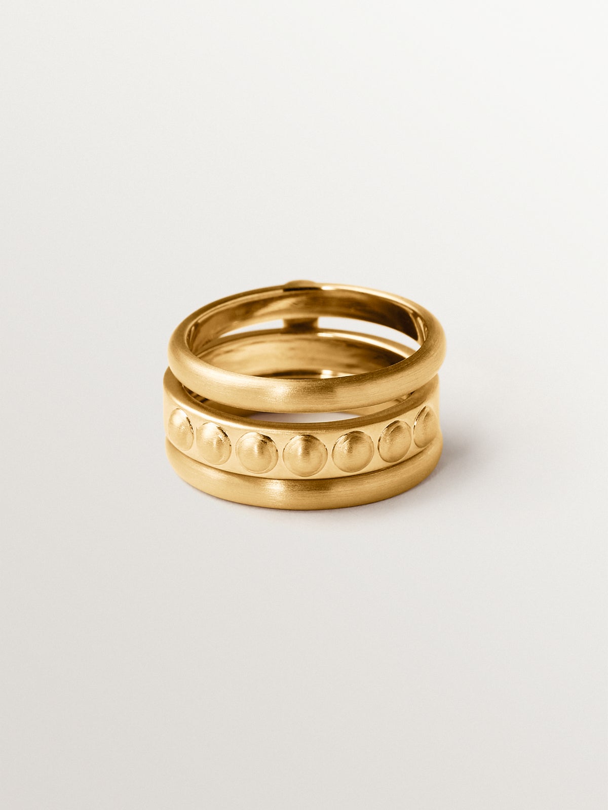 Double ring in 925 silver plated in 18K yellow gold