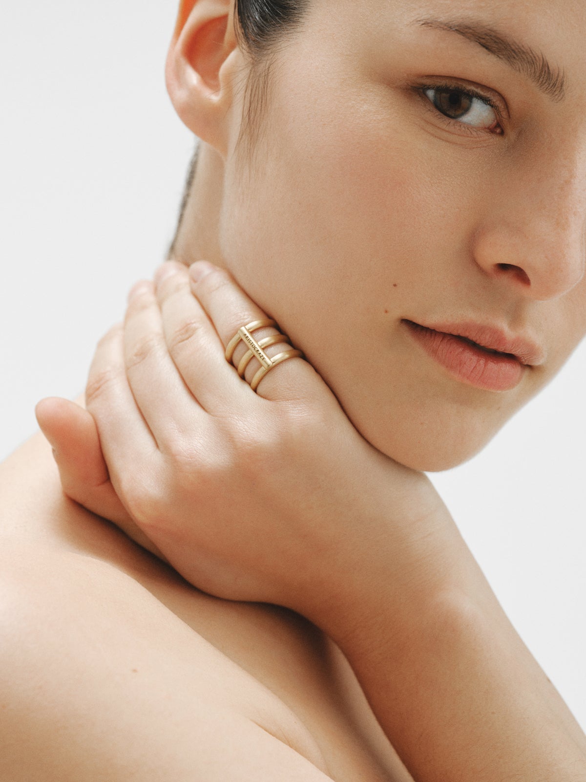 Triple ring in 925 silver plated in 18K yellow gold