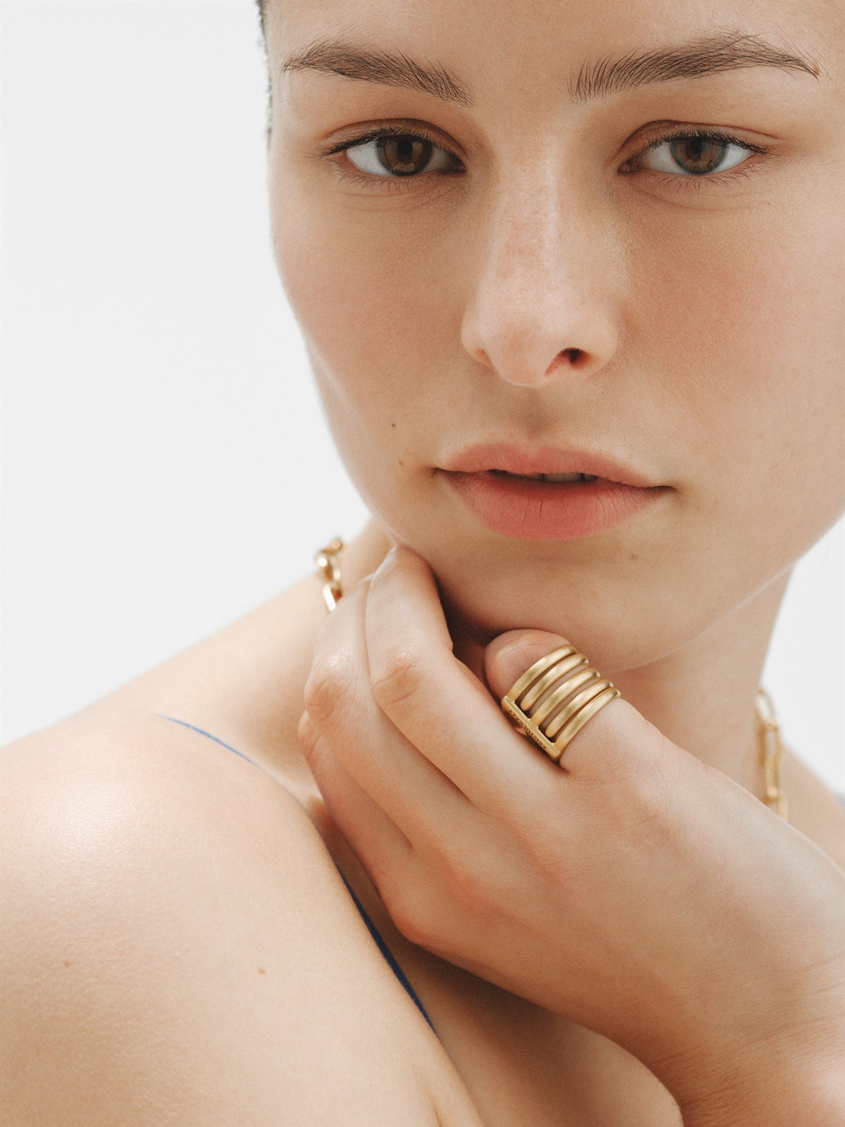 Triple ring in 925 silver plated in 18K yellow gold