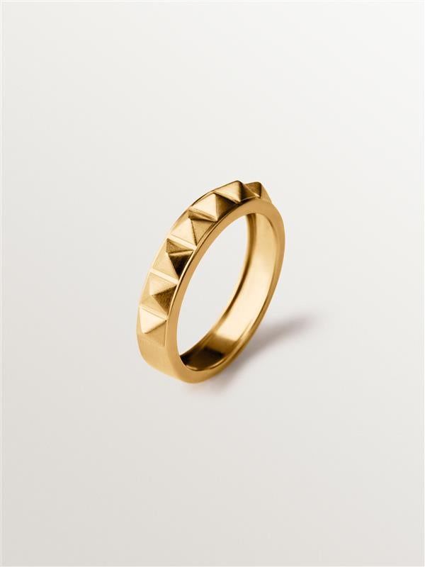 925 silver ring plated in 18K yellow gold and studded motif