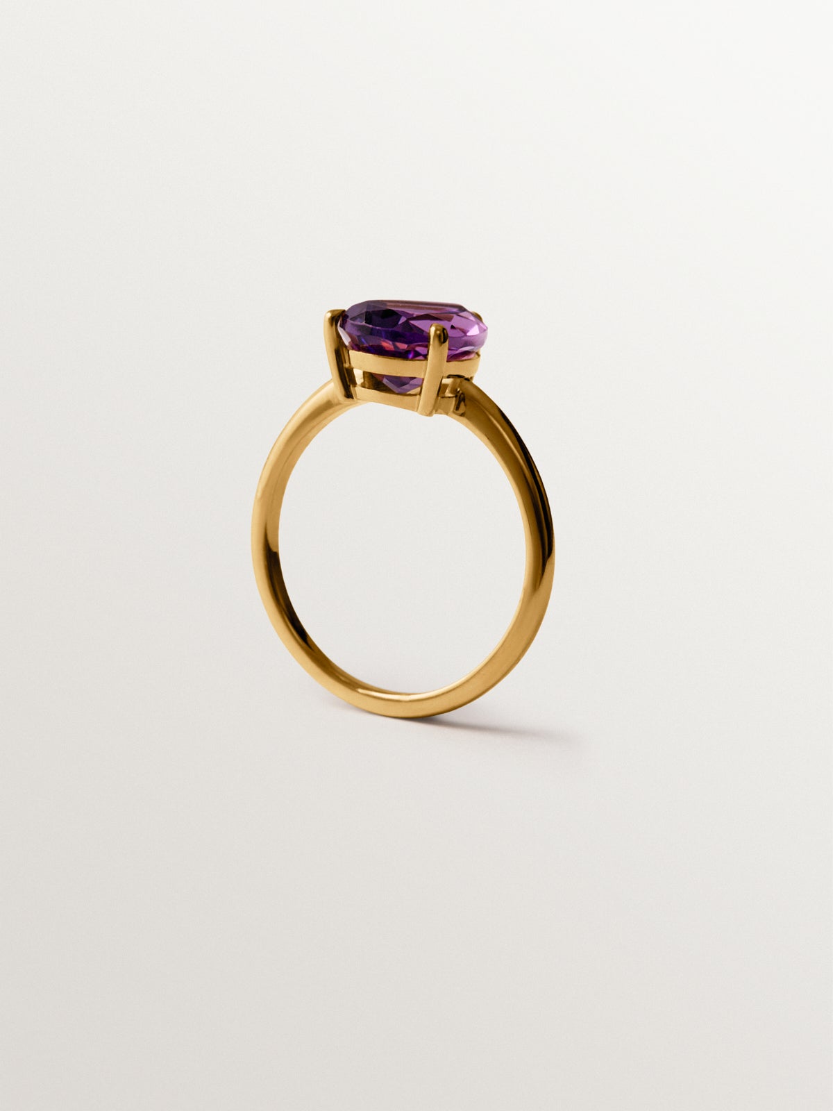 18K yellow gold plated 925 silver ring with pink amethyst
