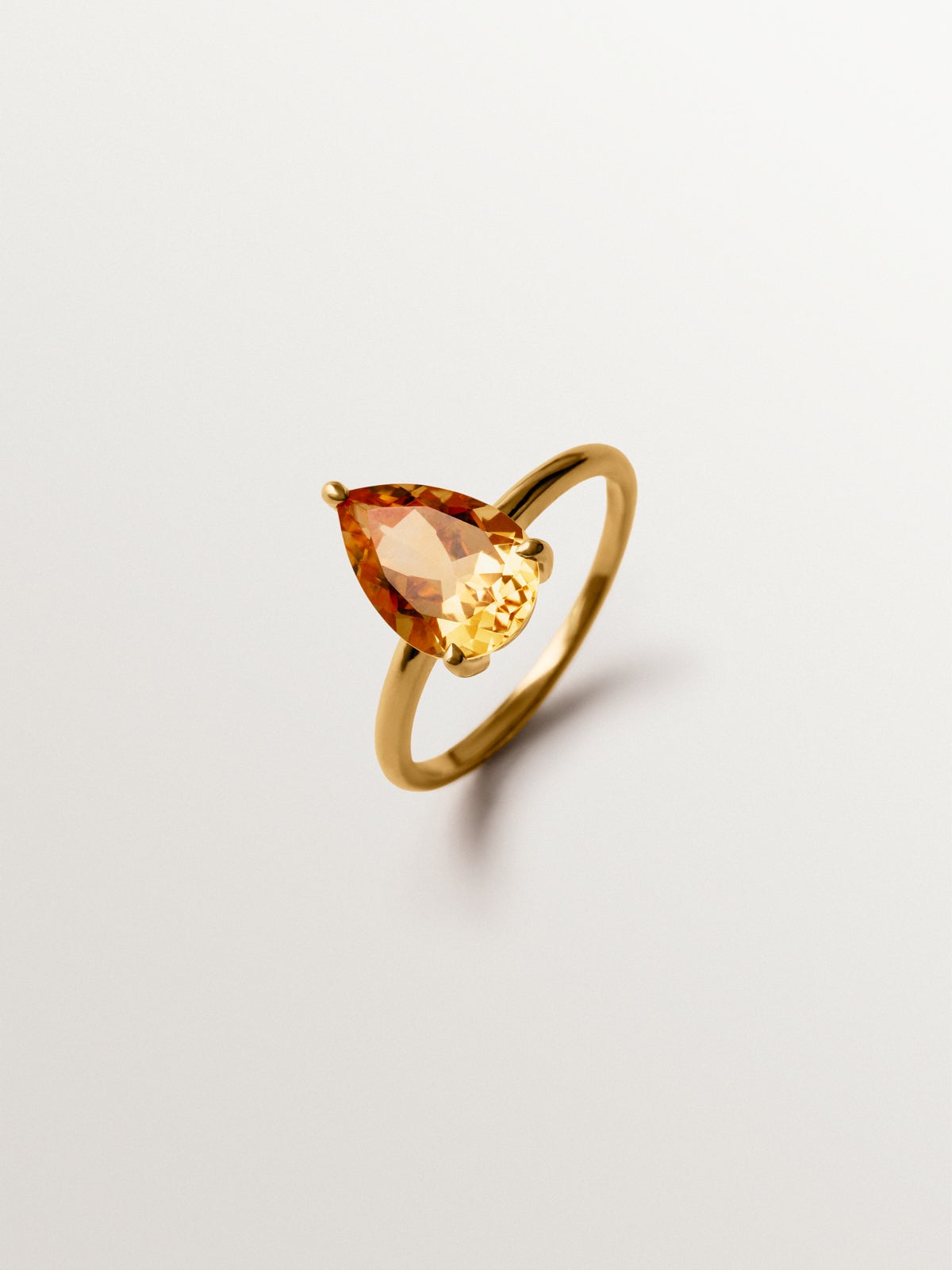 925 silver ring plated in 18K yellow gold with orange citrine