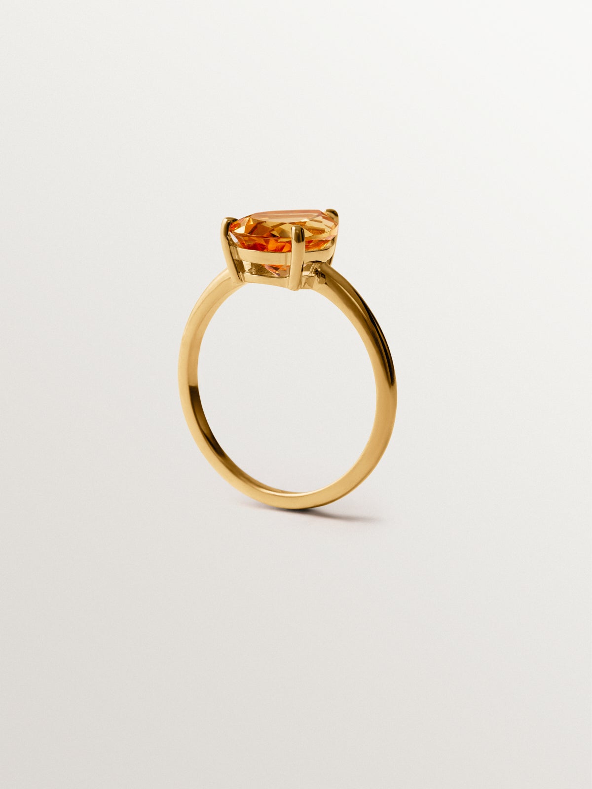 925 silver ring plated in 18K yellow gold with orange citrine