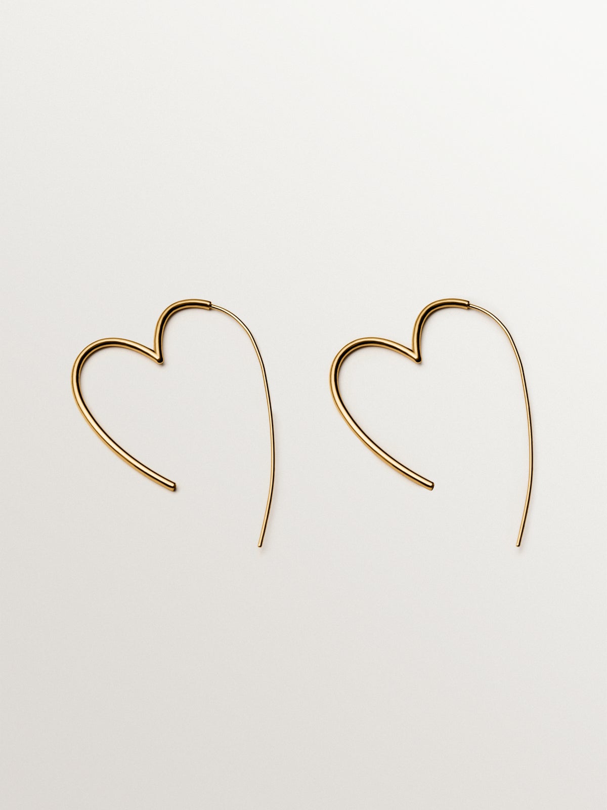18K yellow gold plated silver earrings, white topaz and heart shape