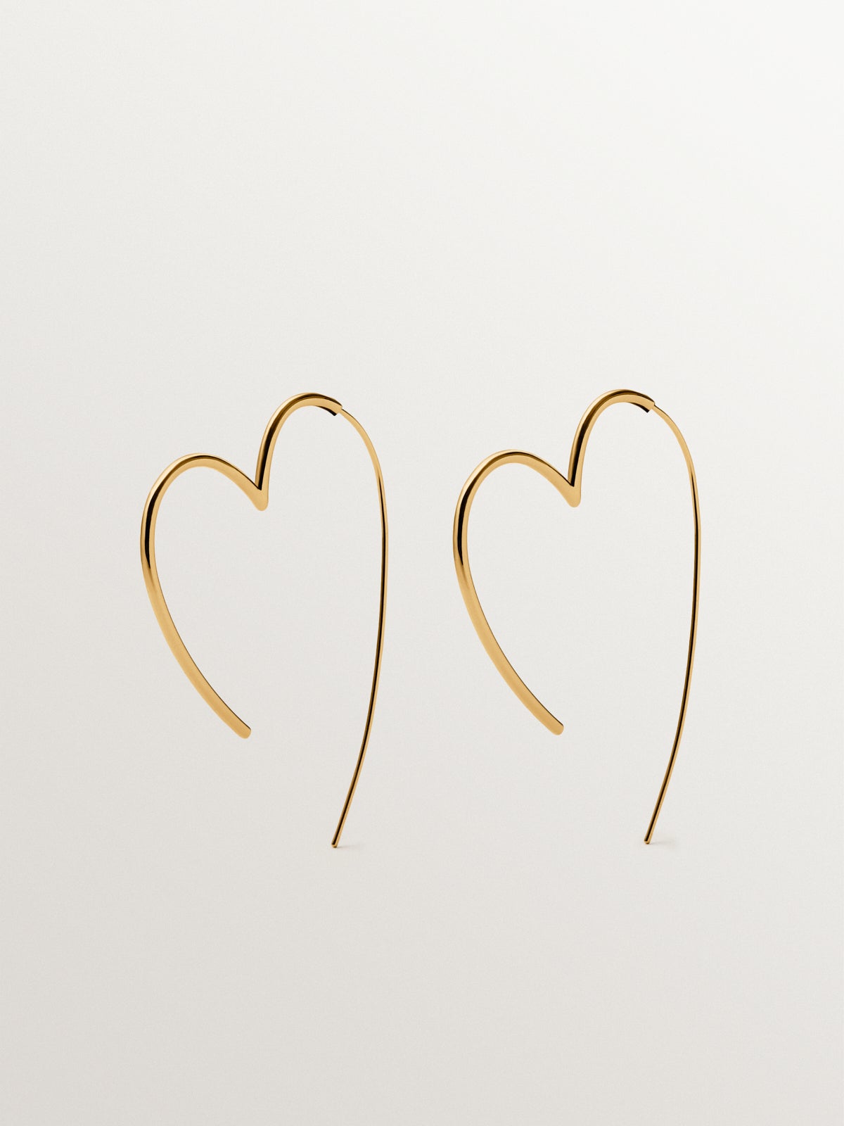 18K yellow gold plated silver earrings, white topaz and heart shape
