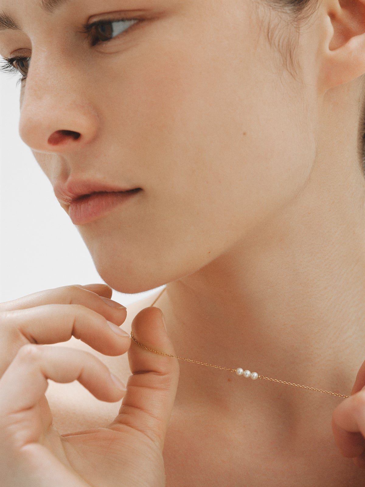 925 silver necklace plated in 18K yellow gold with pearls