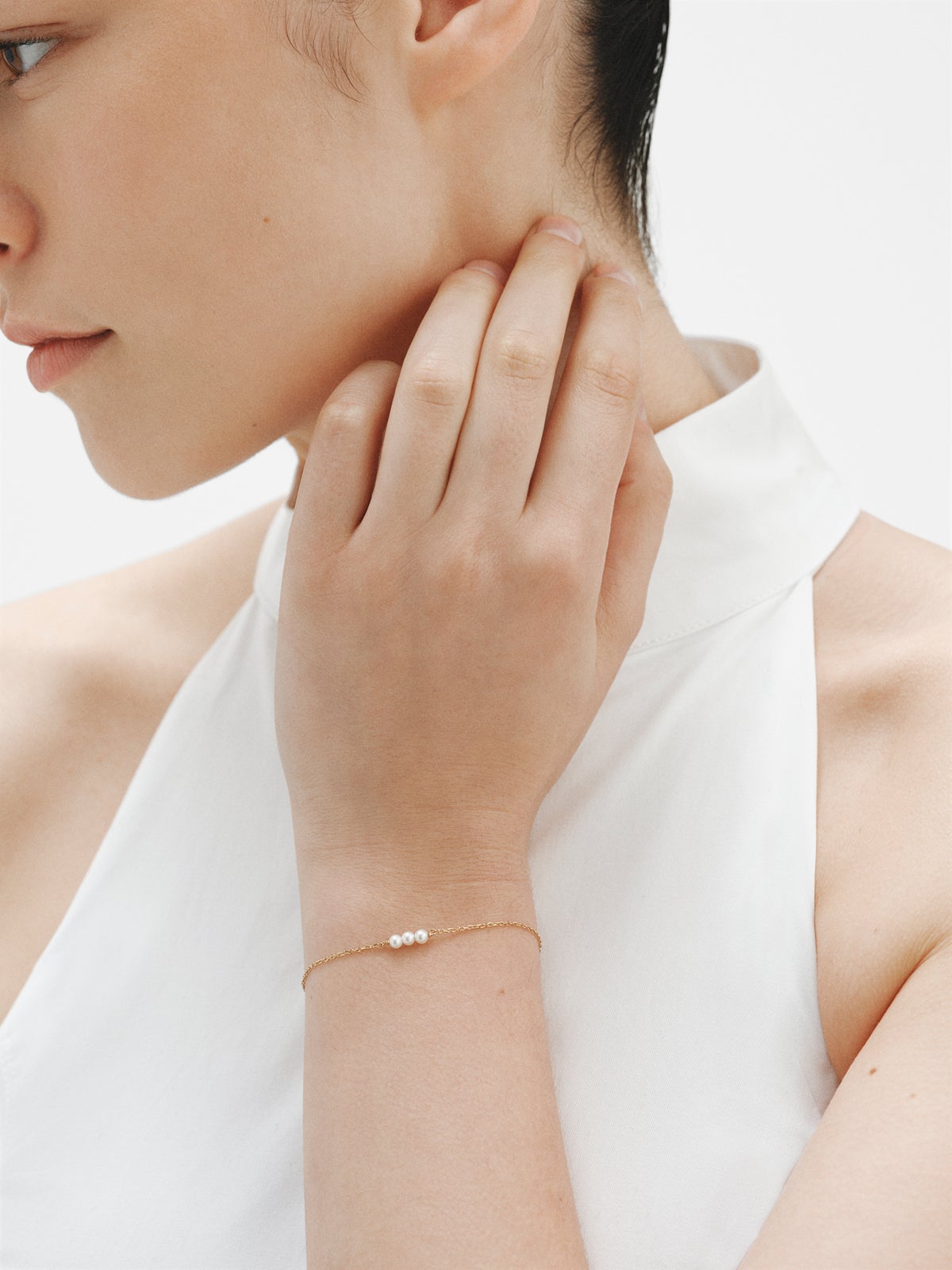925 silver bracelet plated in 18K yellow gold with pearls