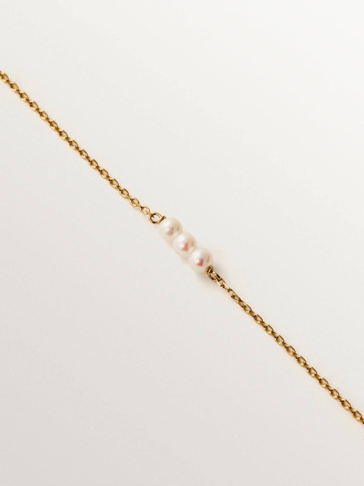 925 silver bracelet plated in 18K yellow gold with pearls