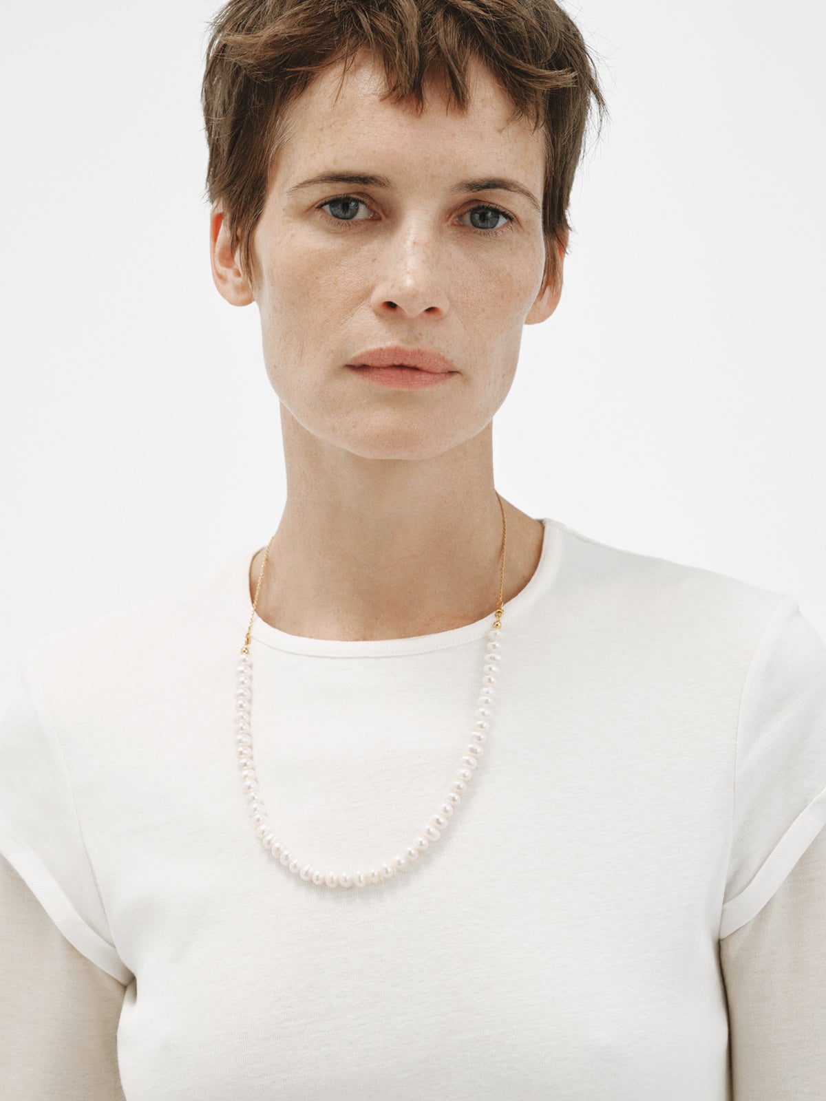 925 silver necklace plated in 18K yellow gold with pearls