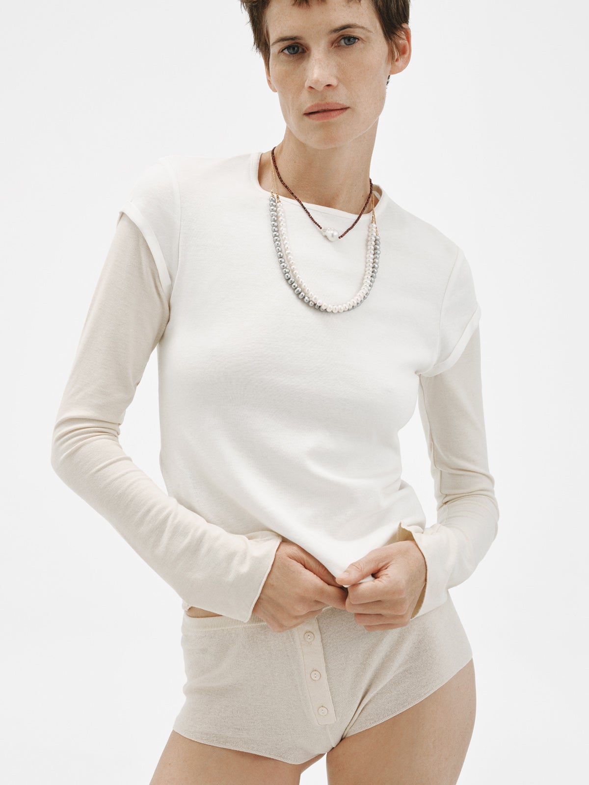 925 silver necklace plated in 18K yellow gold with pearls