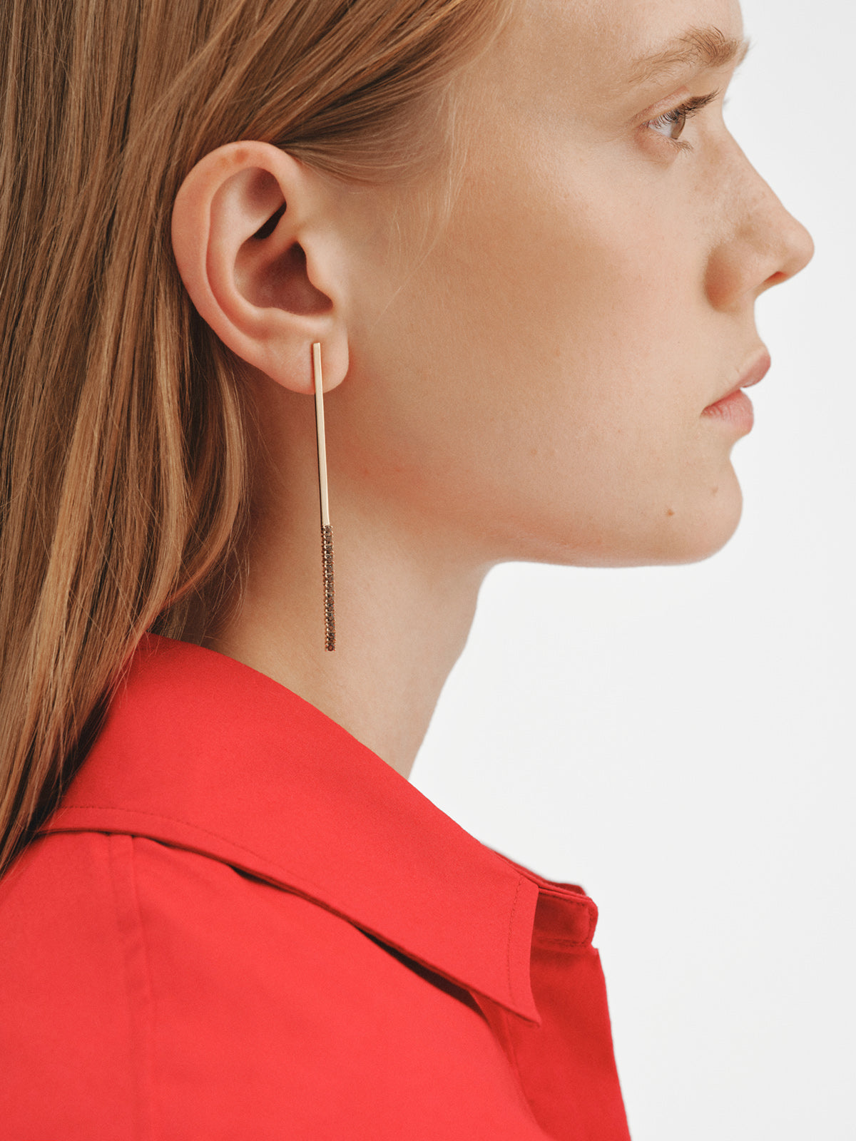 Long earrings in 18K gold-plated 925 sterling silver with smoky quartz