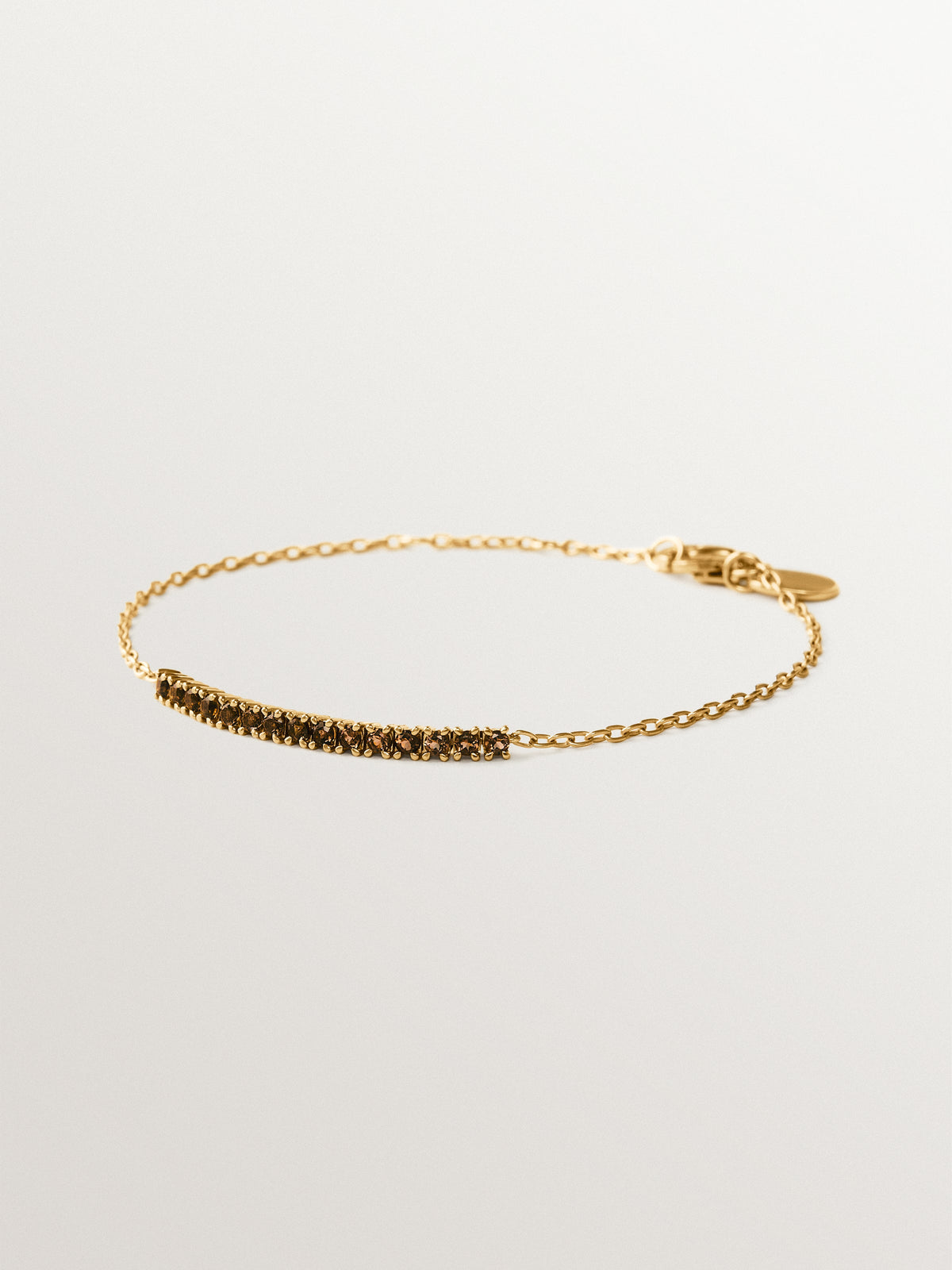Bracelet in 18K gold-plated 925 sterling silver with smoky quartz