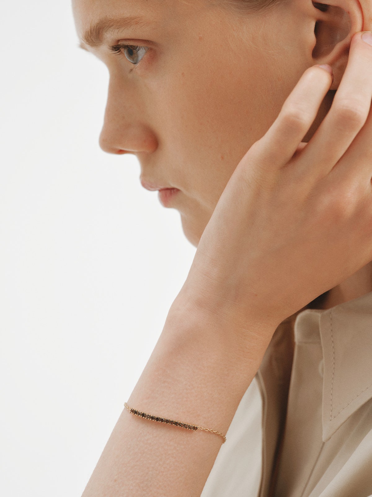 Bracelet in 18K gold-plated 925 sterling silver with smoky quartz