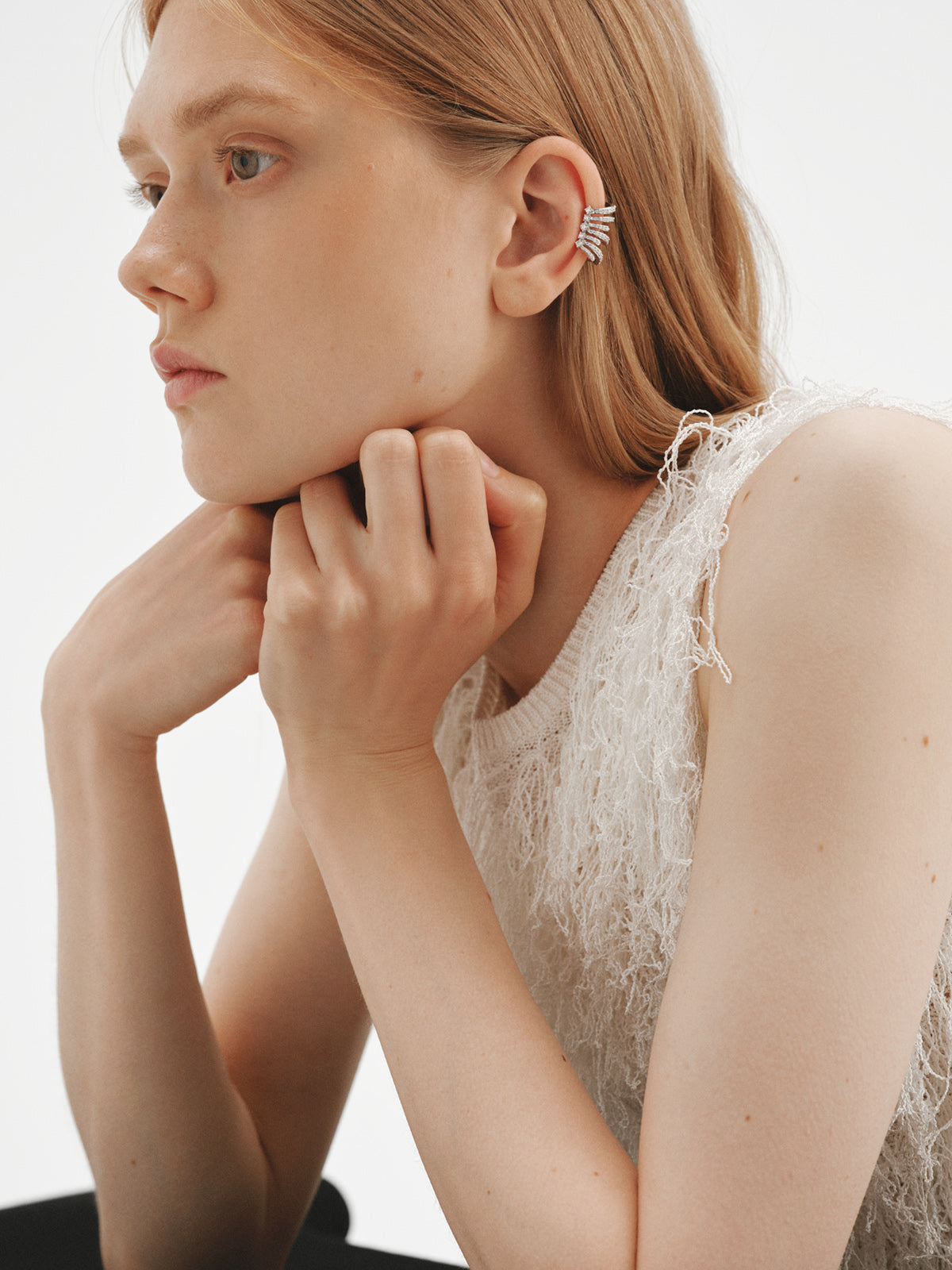 925 silver earcuff with lab grown diamonds