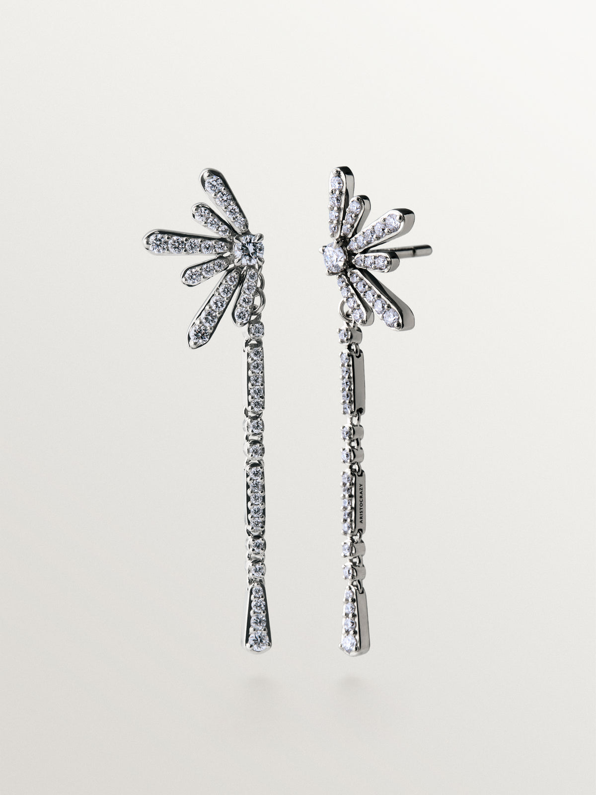 925 silver long earrings with lab grown diamonds
